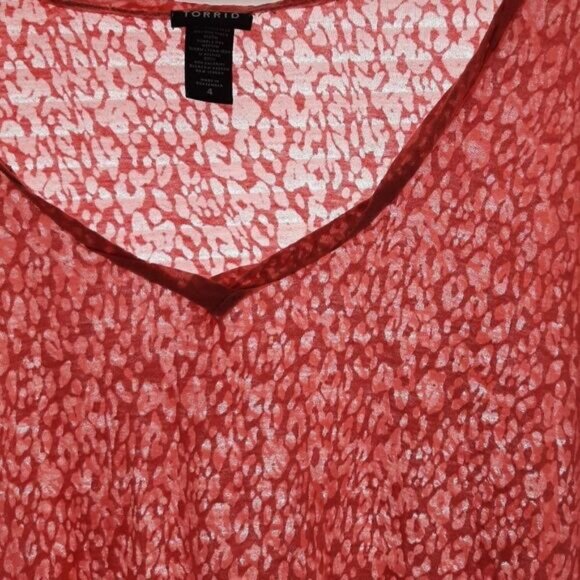 TORRID | Semi-Sheer Soft V-Neck Top Leopard Pattern Pink Sz 4X Flawed - Picture 2 of 10
